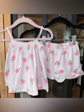 Zara Kids set tank top shorts daisy flowers print lavender toddler girl smock
